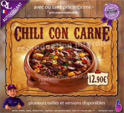 Autocollant CHILI CON CARNE affiche western