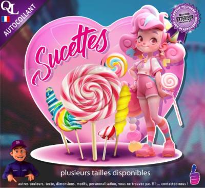 Autocollant SUCETTES FORAINES COEUR fille ado 2
