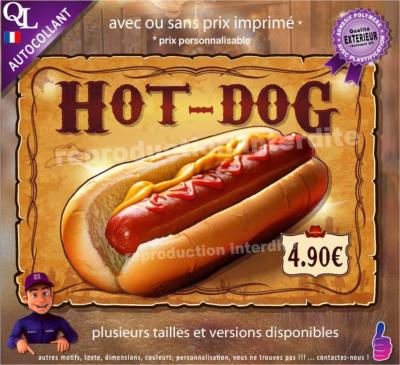 Autocollant HOT DOG affiche western