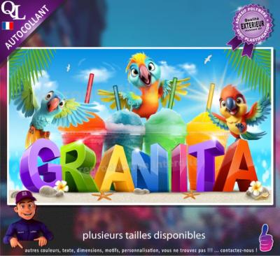 Autocollant GRANITA TITRE 3D PERROQUETS affiche adhésive