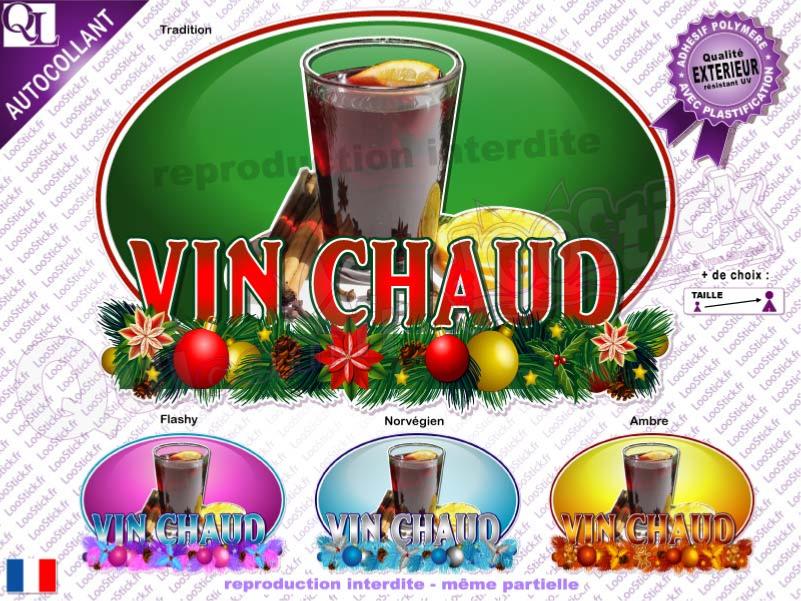 affiche autococollante vin chaud noel sticker