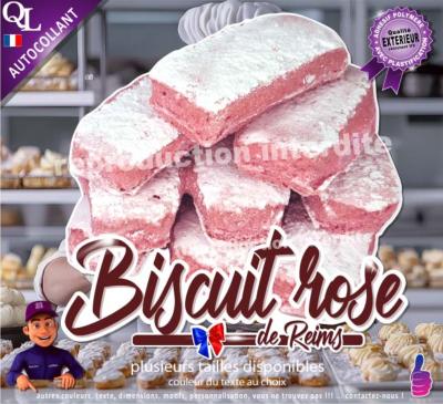 biscuits roses de reims sticker autocollant vitrine patisserie boulangerie confiserie spéciallité sucrée regionale france