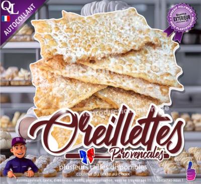 sticker vitroin oreillettes bugnes provençales aucollant plv pub boulangerie patisserie