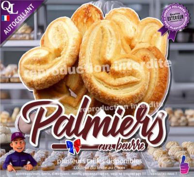 sticker palmiers au beurre stand patisserie PLV vitrine autocollant