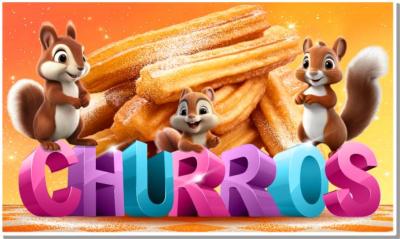 CHURROS PLV AFFICHE AUTOCOLLANTE PUBLICITE FORAIN