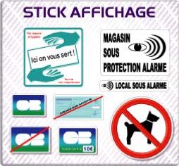 stickers affichage informations magasin boutique paiement
