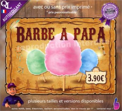 affiche adhésive BARBE A PAPA style far west indien stick