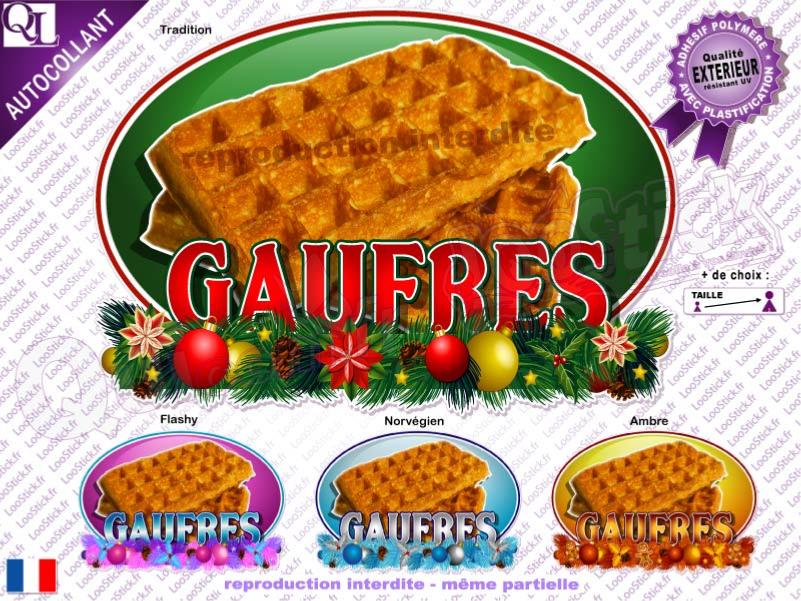 affiche adhésive GAUFRES style NOEL stick