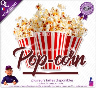 autocollant POP-CORN plv foraine stand remorquee vitrine