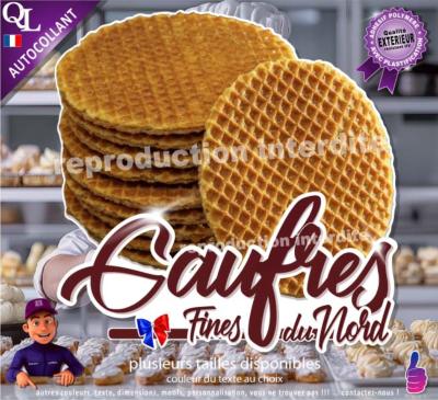 sticker gaufres galettes fines stand patisserie PLV vitrine autocollant