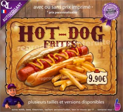 affiche autococollante hot dog frites snack food truck