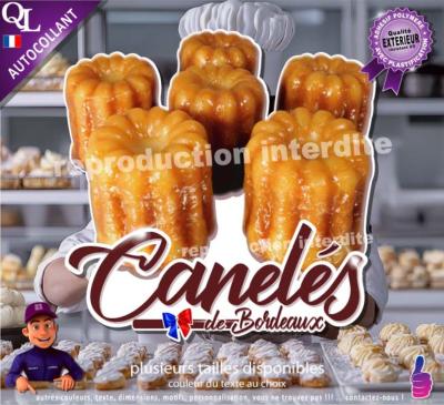 sticker canelés de Bordeaux vitrine aucollant plv pub boulangerie patisserie