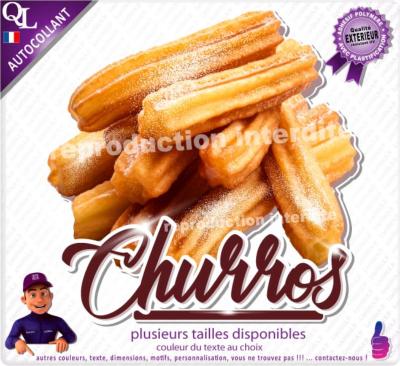 sticker CHURROS stand forain PLV vitrine autocollant