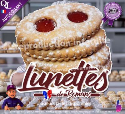 sticker LUNETTES de ROMANS PATISSERIE forain stand remorque vitrine