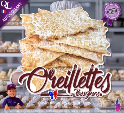 sticker oreillettes bugnes foraines vitrine food truck snack